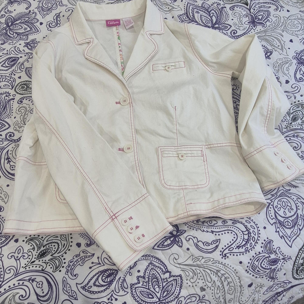 Pappagallo Off-White Blazer with Pink Accents